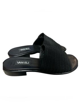 VAN ELI Black Knit Slide Sandals Sz 10